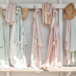 Pink striped linen bathrobe