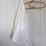 Linen waffle guest towel - White Stripe