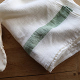 Linen waffle towel - Green Stripe