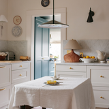 Fringed Linen Tablecloth White