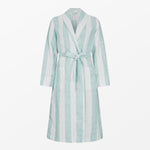 Turquoise striped linen bathrobe