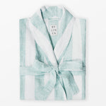 Turquoise striped linen bathrobe