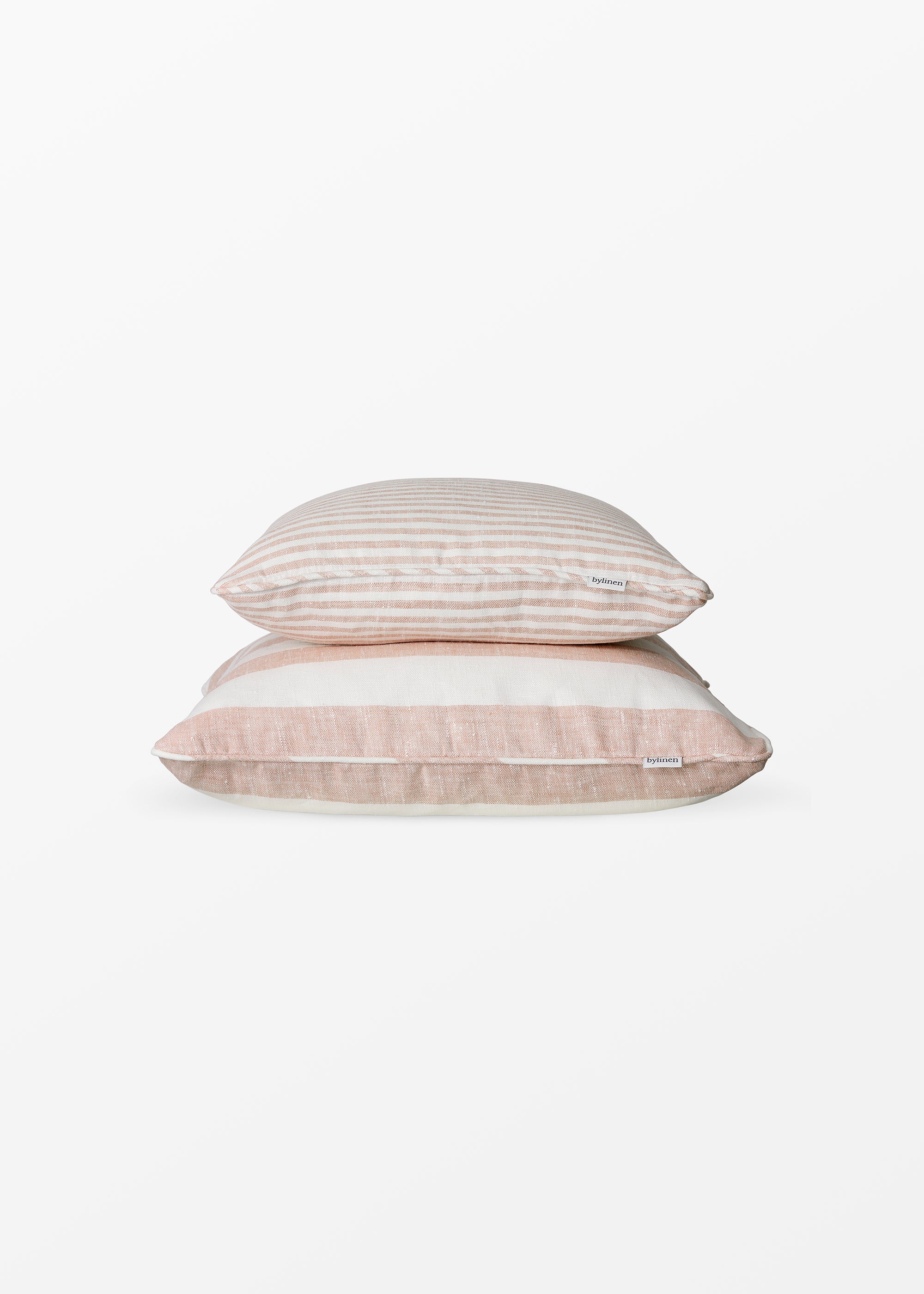 Pink striped linen cushion cover