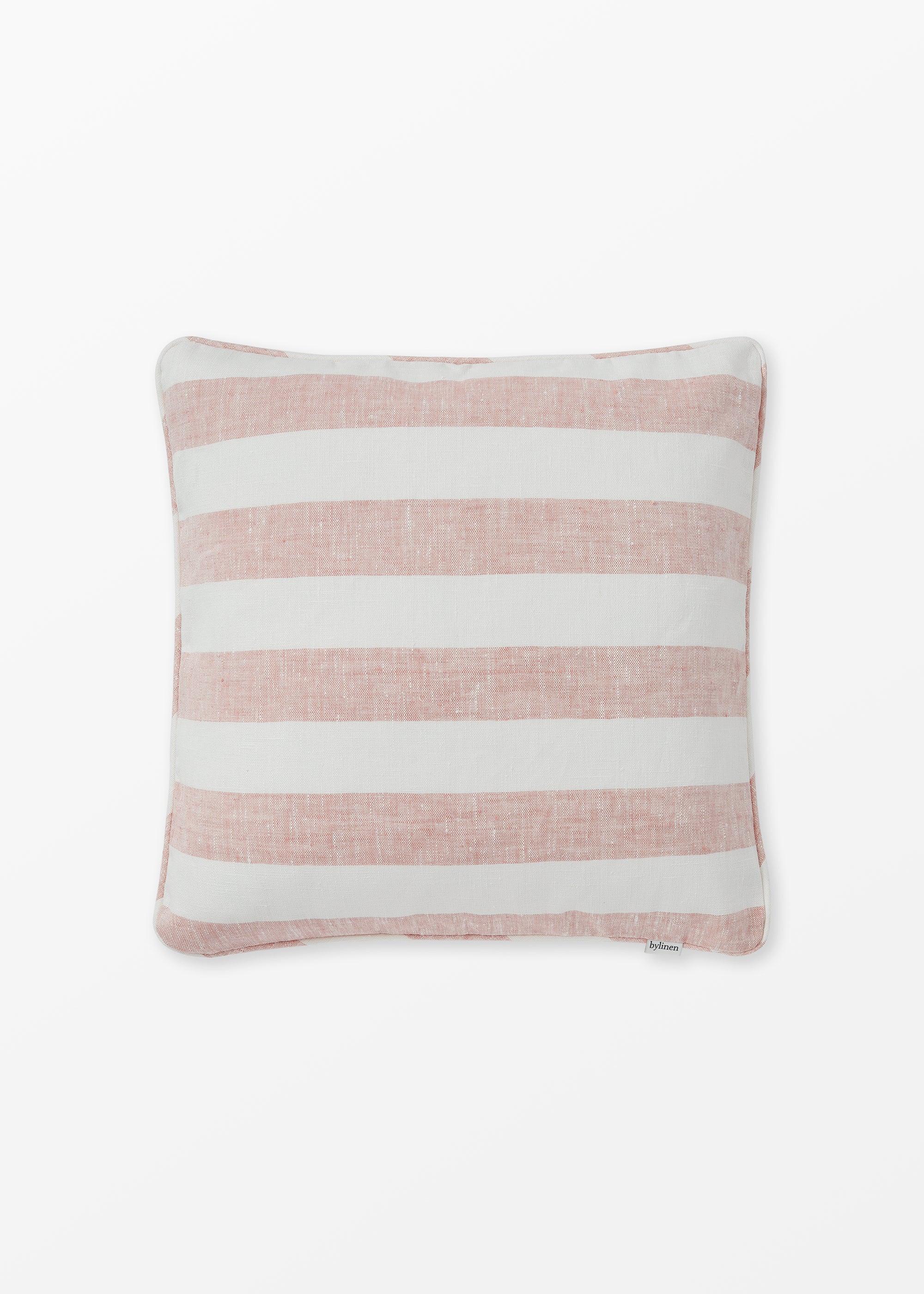 Pink striped linen cushion cover