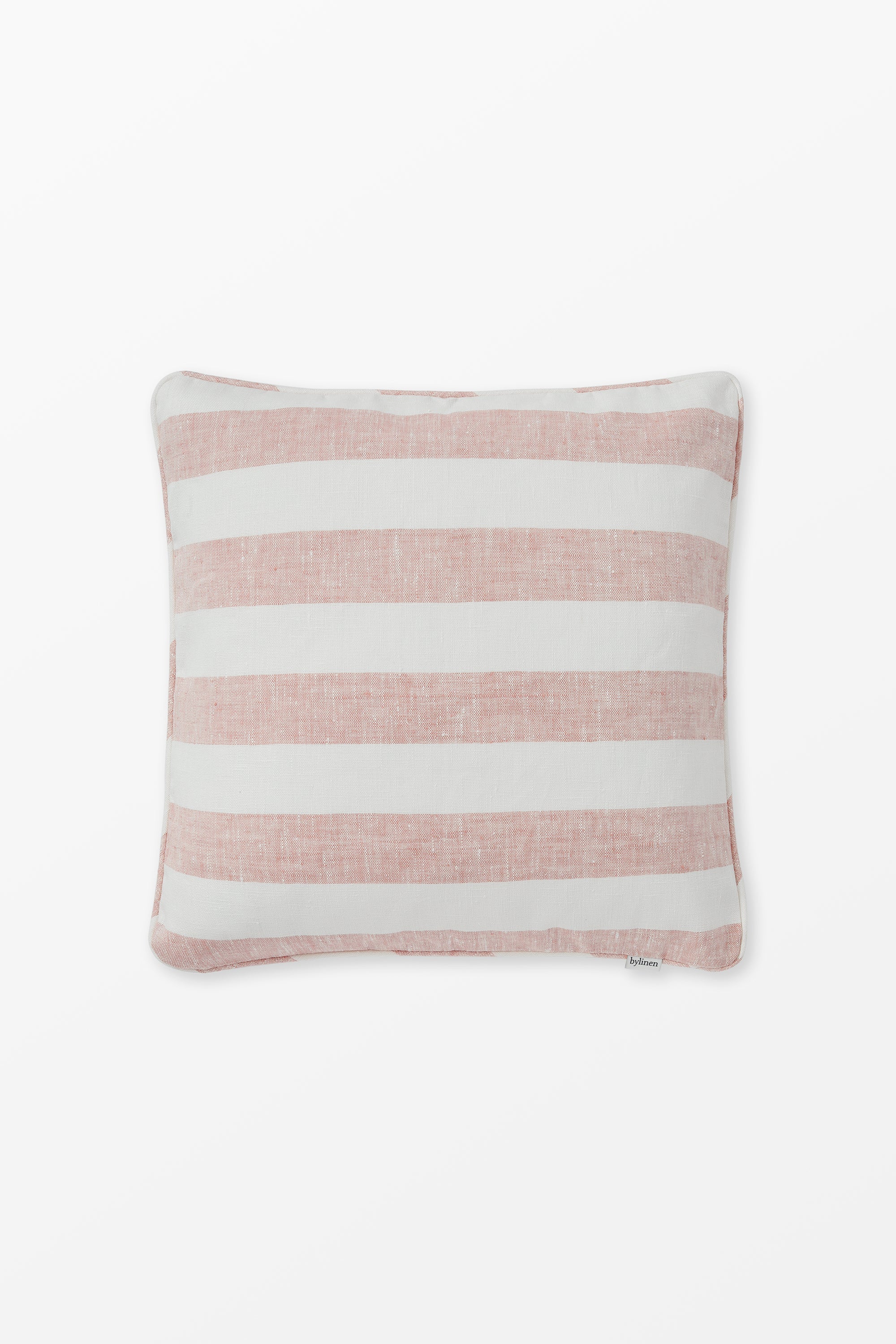 Pink striped linen cushion cover