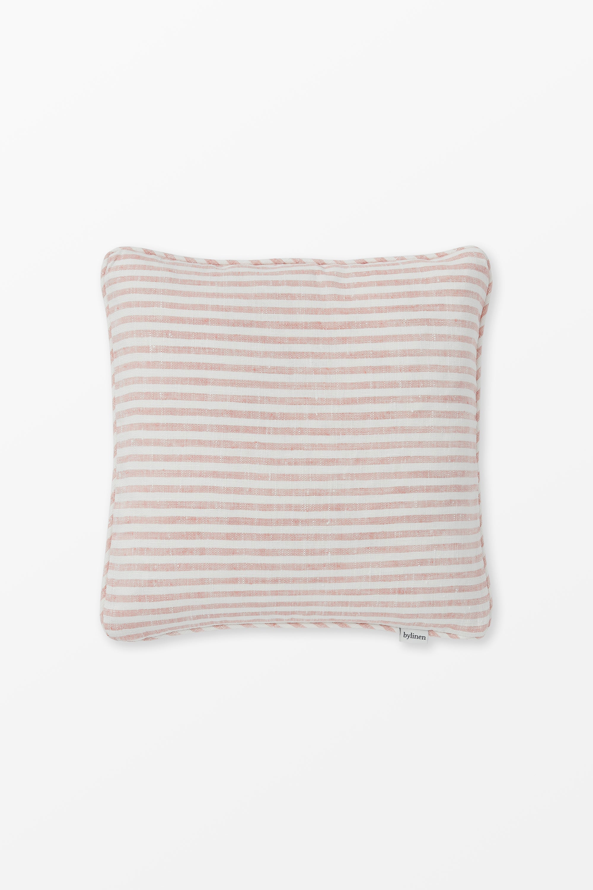 Pink striped linen cushion cover