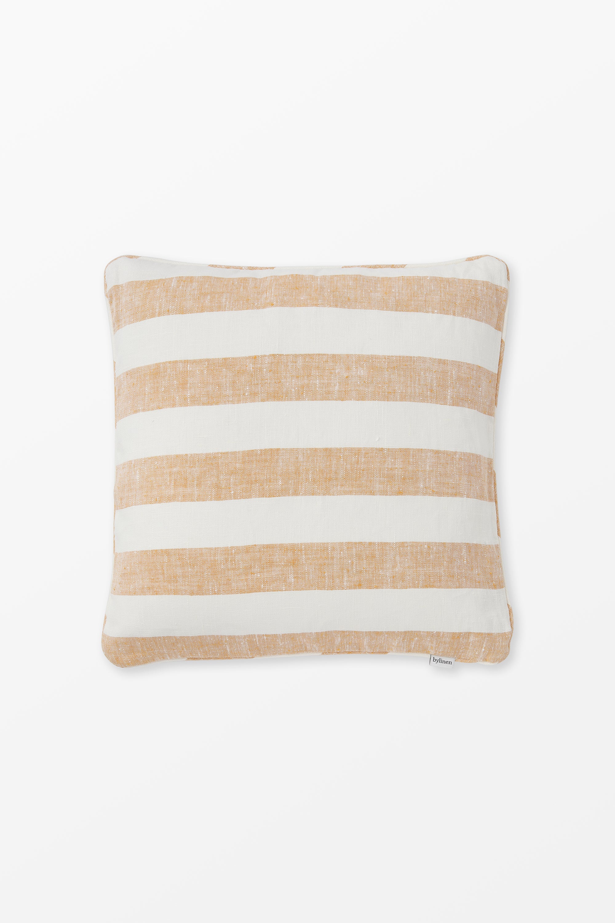 Yellow striped linen cushion cover