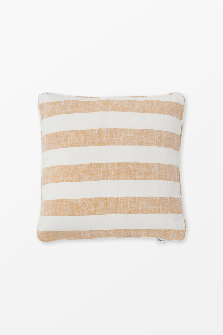 Yellow striped linen cushion cover