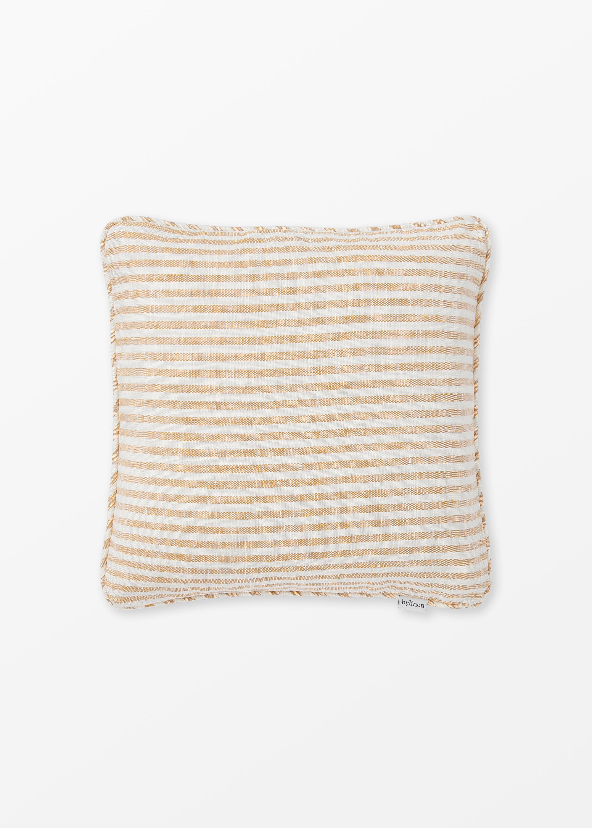 Yellow striped linen cushion cover
