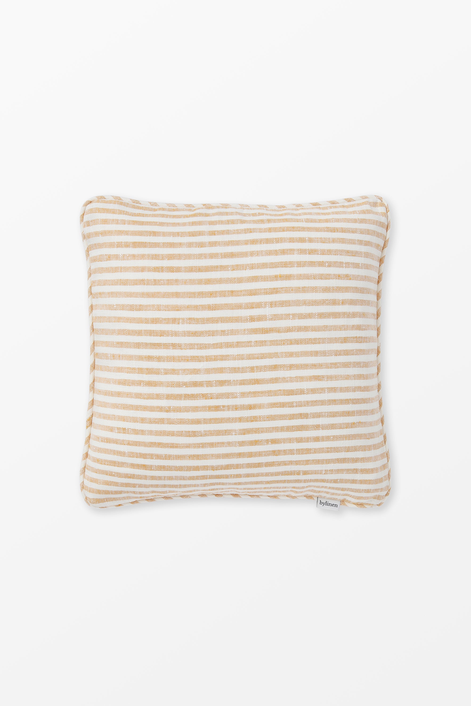 Yellow striped linen cushion cover