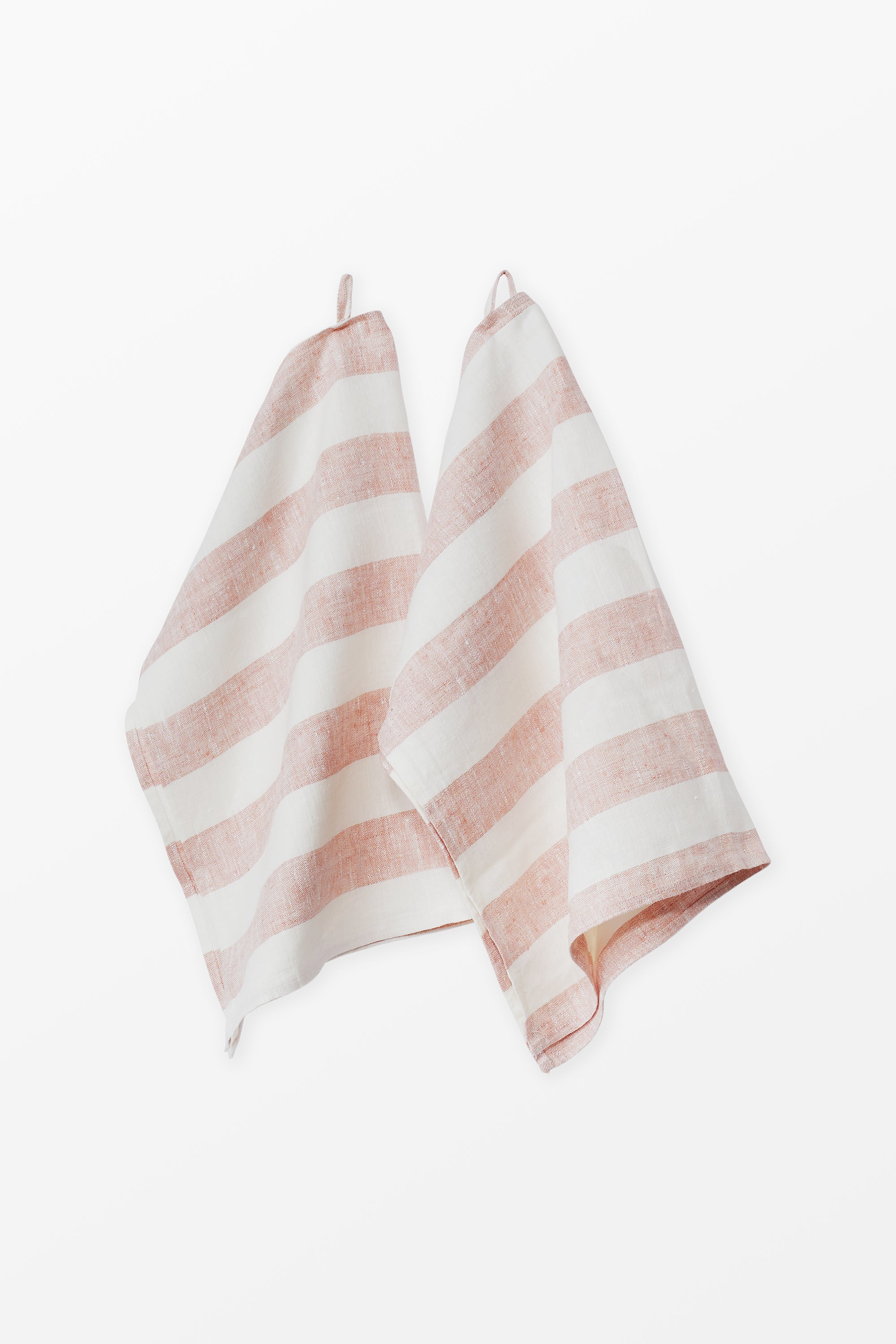 Pink striped linen towels