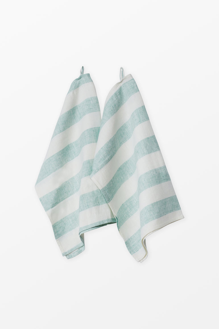 turquoise striped linen towels