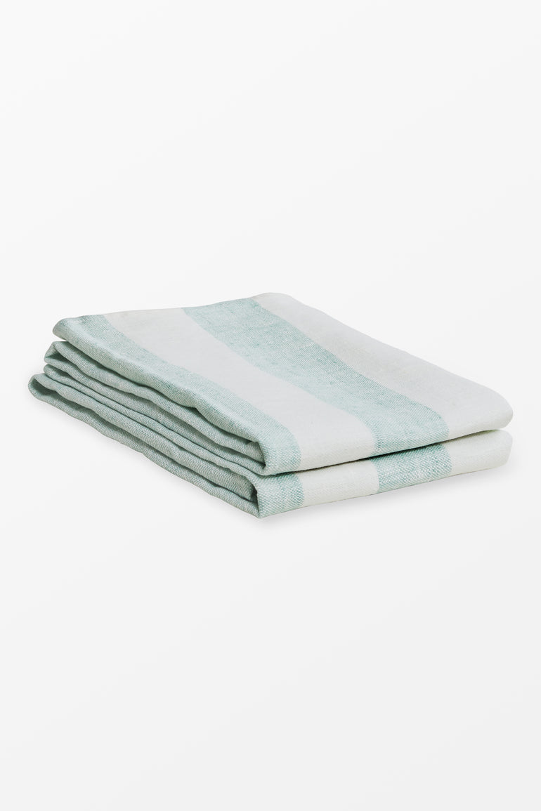 turquoise striped linen towels