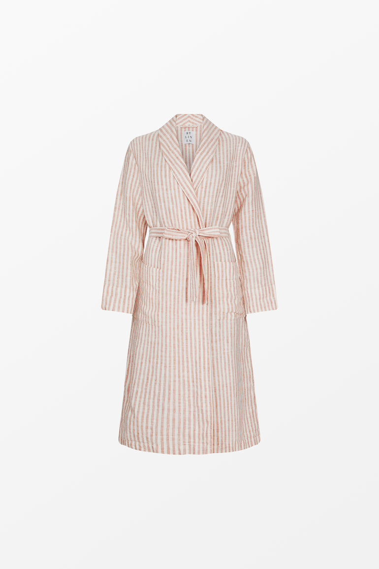 Pink striped linen bathrobe