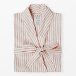 Pink striped linen bathrobe