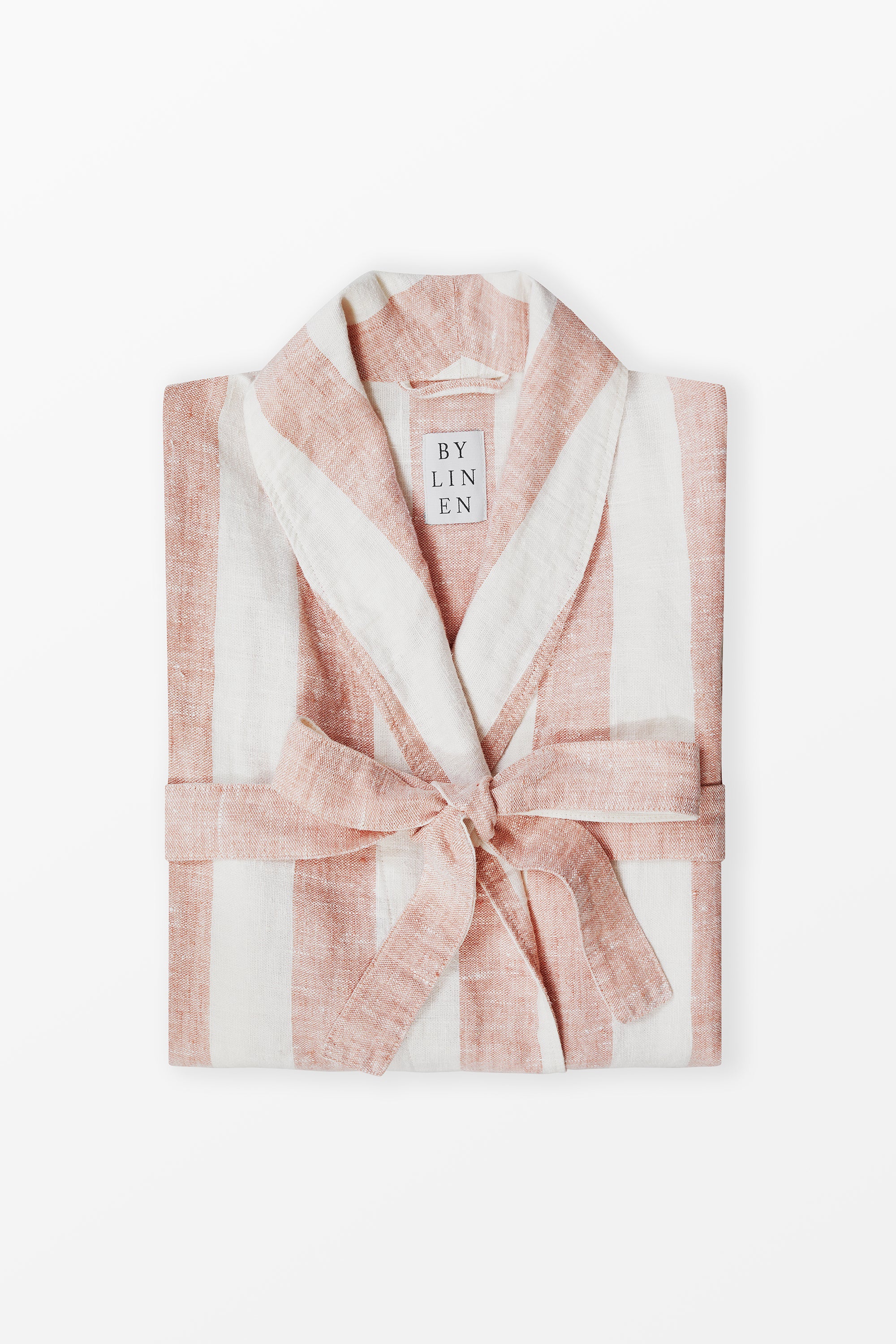 Pink striped linen bathrobe