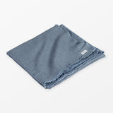 Fringed Linen Tablecloth Blue