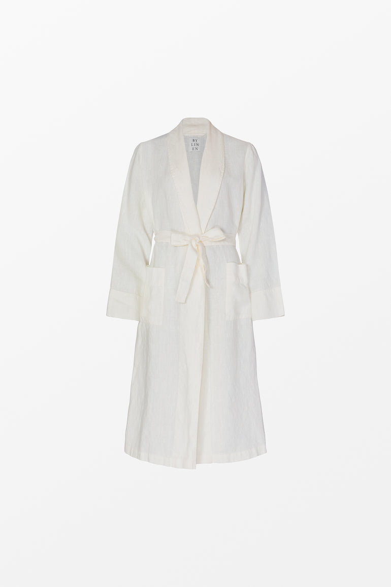 White linen bathrobe