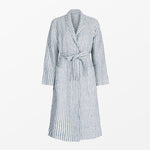Blue striped linen bathrobe