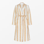 Yellow striped linen bathrobe