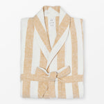 Yellow striped linen bathrobe