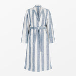 Blue striped linen bathrobe